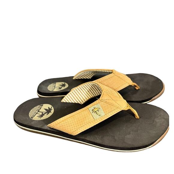 Margaritalville Sole of the Tropics Mens Sz 9 St Martin Brown Tan Thong Sandals - Picture 2 of 10